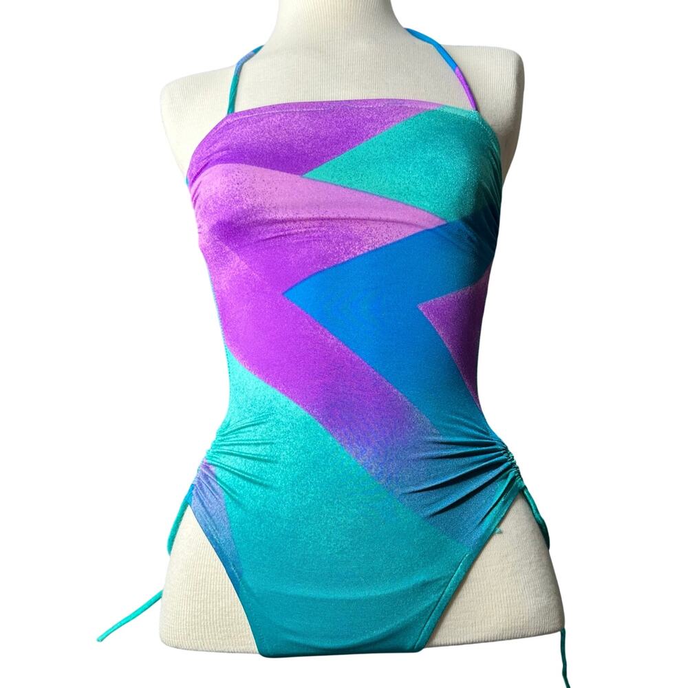 Vintage 80s/90s Bikini Swimwear Jordache Colorful Halter
Women’s Size XS